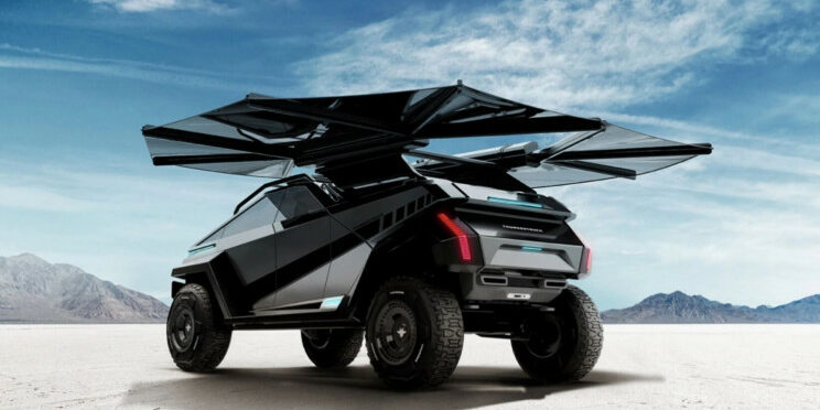 Veículo Elétrico com Painéis Solares de Asas de Morcego